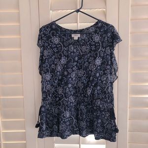 🌦 Style & Co blue floral pattern blouse XL